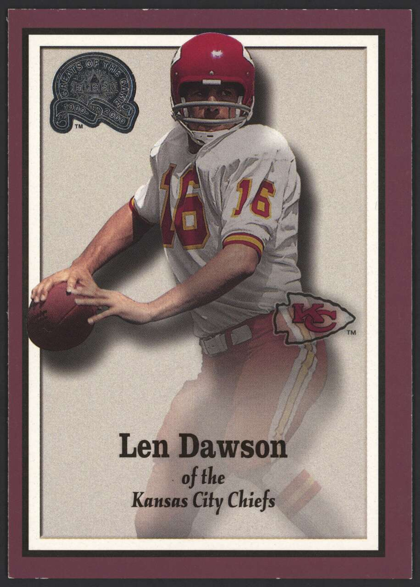 2000 Fleer Greats Of The Game #40 Len Dawson VG Chiefs