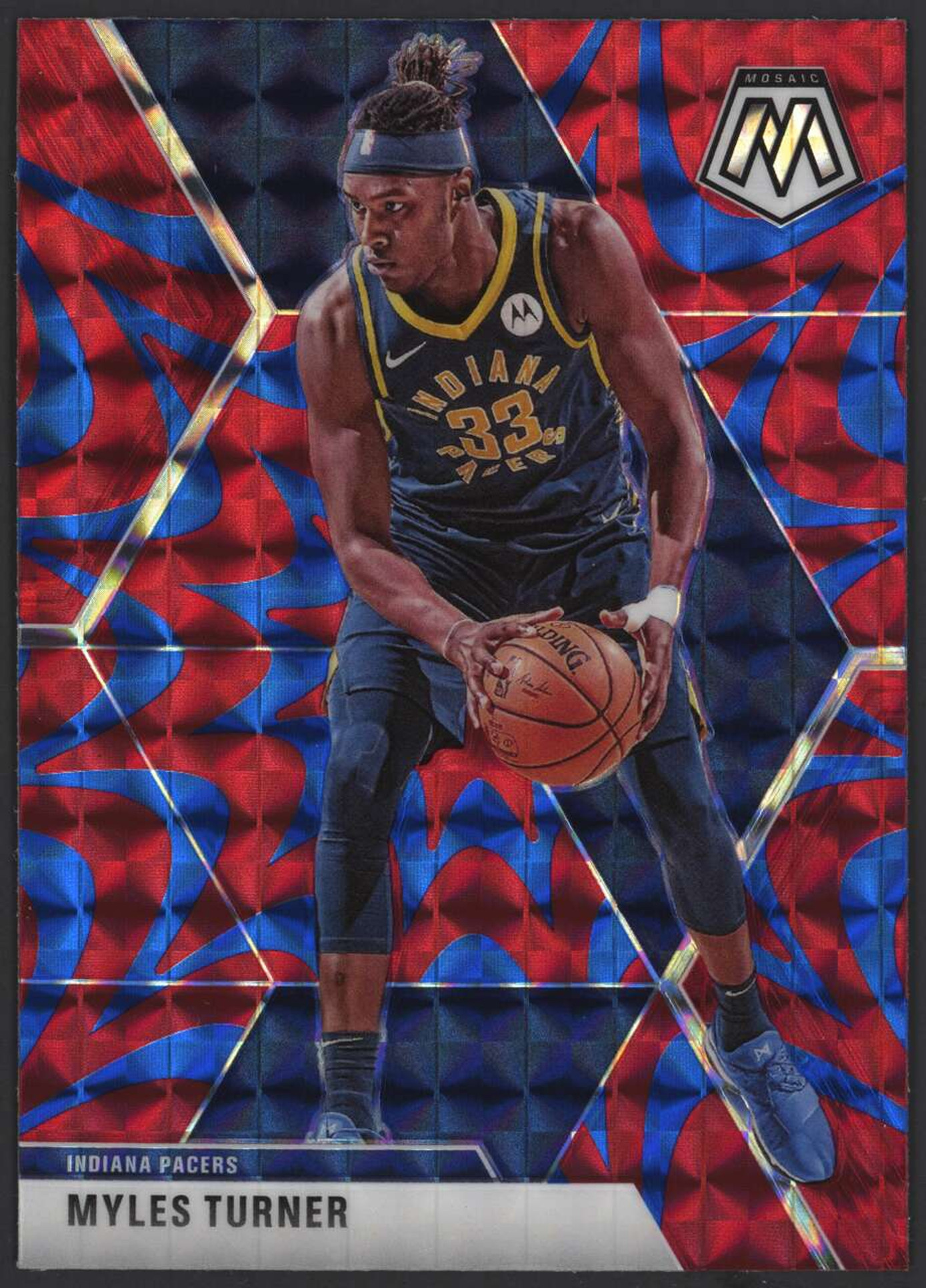 2019 Panini Mosaic #195 Myles Turner Reactive Blue EX Pacers