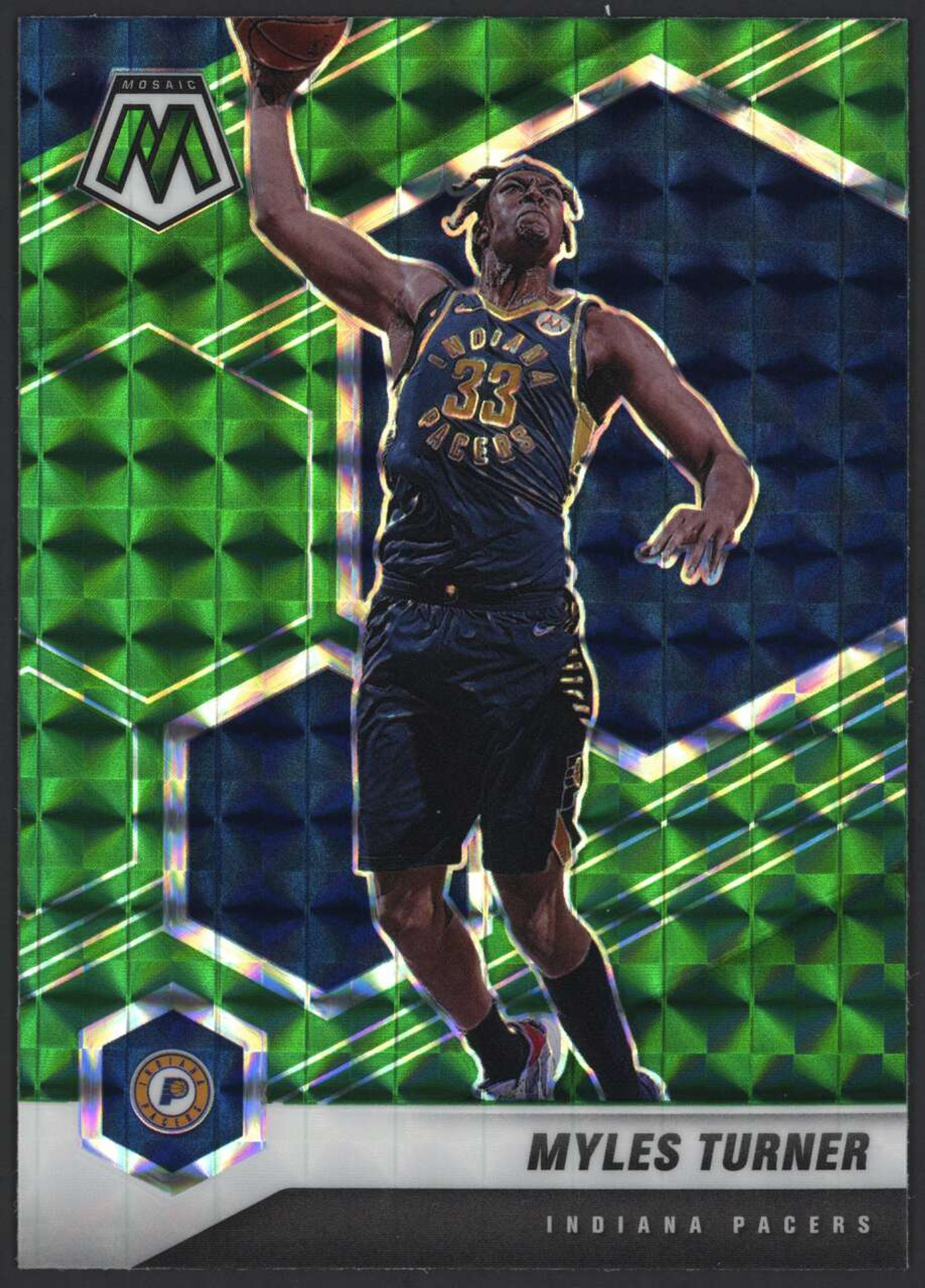 2020 Panini Mosaic #25 Myles Turner Green Mosaic EX Pacers