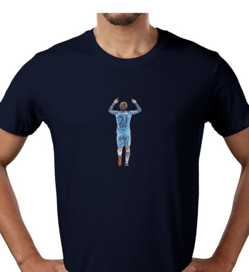 David Silva Artwork T-Shirt  - In Support Of MCFC Fans Foodbank