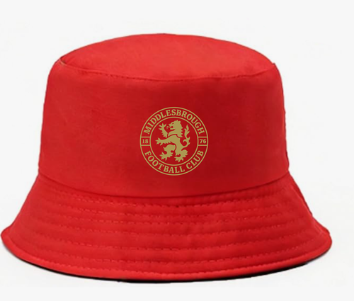 Boro Bucket Hat Red With Gold Badge  - Free UK Delivery