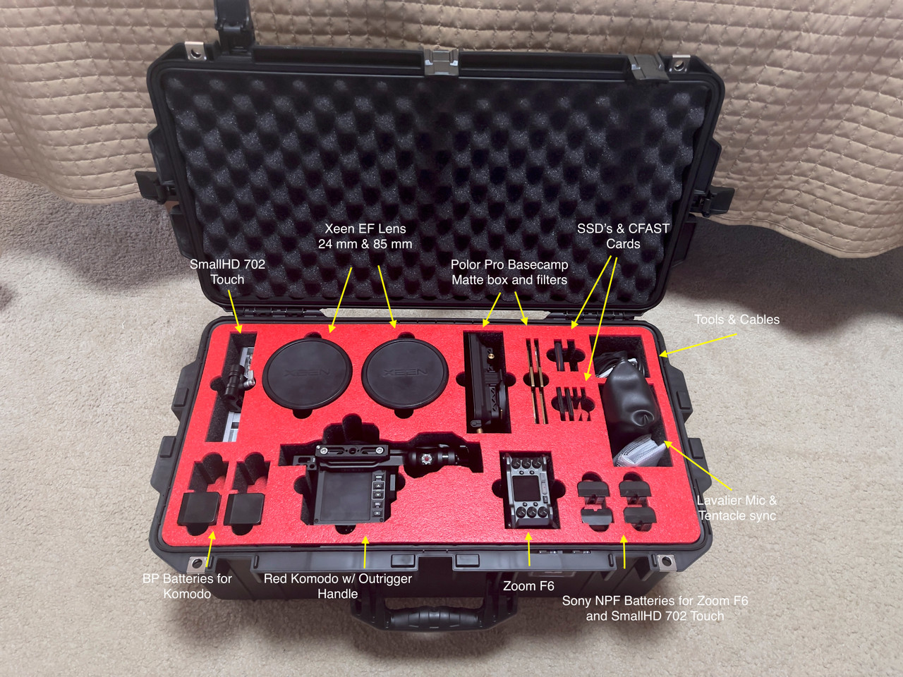 RED Komodo + Xeen + Zoom F6 MyCaseBuilder Case and Custom Foam