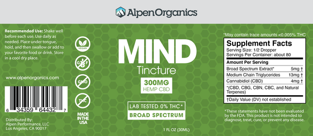 300mg Broad Spectrum Mind (Tincture)