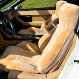 Tan sheepskin bucket seat covers with custom automotive fit