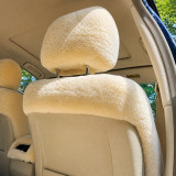 Plush sheepskin seat cover set with headrest protection
