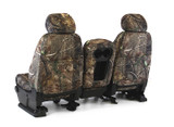 Realtree Waterproof Camo Seat Covers rear view with center console/cupholder opening and full camo coverage.