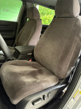 Velour Seat Covers installed on front seats in a vehicle, soft velour fabric with a tailored fit and everyday protection.