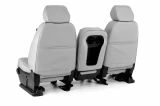 Gray Pro-Tect Vinyl Seat Covers rear view showing console/cupholder opening and built-in storage pockets.