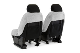 Semi-Custom Sheepskin Seat Covers rear view on seats in gray, showing open-back design and a clean fit.