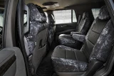 Luxury Line Kryptek Camo Seat Covers installed on rear seats, Kryptek Typhon Camo with  Black Ostrich center panels.