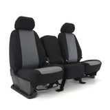 Custom 40/20/40 bench seat covers in black and grey waterproof Cordura fabric for a precise truck fit.