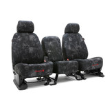 Kryptek Camo Seat Covers in Typhon pattern, custom-fit full coverage for front bucket seats and center console.