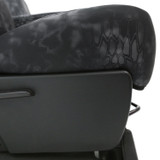 Close-up of Kryptek Camo Seat Covers (Typhon) showing the precision fit around the seat base and controls.