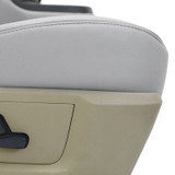 Close-up of Genuine Leather Seat Covers showing the premium leather texture and precision fit around the seat base.