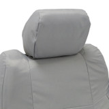 Detailed view of Ballistic Seat Covers showing the custom-fit headrest and seatback in a durable gray heavy-duty fabric.