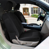 Black Velour CK Seat Covers installed on front bucket seats, featuring soft plush fabric and a sleek custom-fit finish.