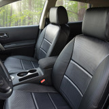 Luxury Line Carbon Fiber Seat Covers installed on front bucket seats, featuring a premium black carbon fiber weave and tailored fit.