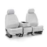 Luxury Line Carbon Fiber Seat Covers in light gray, custom-fit 40/20/40 front bench seat with center console cover.