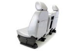 Rear view of Luxury Line Carbon Fiber Seat Covers in light gray, showing built-in storage pockets and a tailored fit.