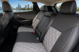 Rear bench seat view of Luxury Line Diamond Stitch Seat Covers, two-tone black and light gray with a premium custom-fit look.