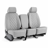 Luxury Line Diamond Stitch Seat Covers in light gray, featuring a full-coverage 40/20/40 front bench seat design with diamond stitching.