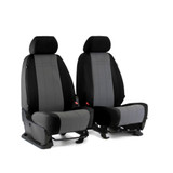 CORDURA 1000 Denier Xtra-Duty Seat Covers installed on front seats, two-tone black and gray for rugged protection.