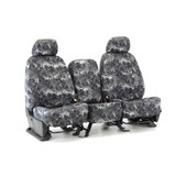 Full set of Luxury Line Viper Camo Seat Covers for 40/20/40 bench seats, featuring high-definition gray camo.