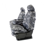 Luxury Line Viper Camo Seat Covers side view on a 40/20/40 bench seat, featuring a rugged custom-fit tactical design.