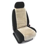 Front view of ivory Universal Sheepskin Vest Seat Cover, offering a luxurious feel and durable center-seat protection.