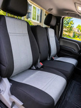 Ford Waterproof CORDURA seat covers with headrests installed, tough protection for rear passengers and family road trips.