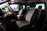 Ford NeoSupreme Seat Covers installed on front seats in a truck, premium two-tone black and gray with a custom fit.
