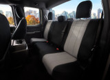 Dodge NeoSupreme Seat Covers installed on a rear truck bench seat, two-tone black and gray with a clean custom fit.