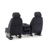 Rear view of Cool-Max Seat Covers highlighting built-in storage pockets and a clean custom-fit finish on truck seats.