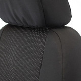 Close-up of black Cool-Max Seat Covers highlighting the breathable mesh fabric texture on the upper seatback.