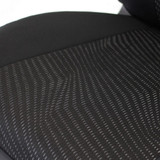 Close-up of the breathable mesh seat cushion on a black Cool-Max Seat Cover, highlighting the textured comfort fabric.