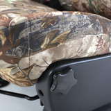 Close-up of Realtree Camo NeoSupreme Seat Covers showing the durable fabric pattern and custom fit at the seat base.