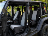 CORDURA 1000 Denier Xtra-Duty Seat Covers installed in a truck, durable two-tone front and rear seat coverage.