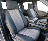 Neoprene Seat Covers installed on front seats, two-tone quilted neoprene with a rugged custom-fit look.