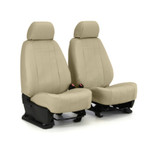 Imitation Leather Seat Covers shown on front bucket seats in beige, smooth faux leather with a clean custom-fit look.