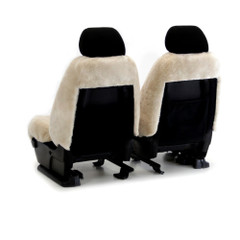 Rear view of Tailor-made Sheepskin Seat Covers with open-back design for access and a clean custom-fit finish.