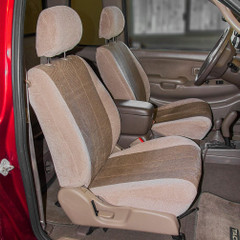 Velour Seat Covers installed on front seats in a truck, soft two-tone velour fabric with a custom-fit look.