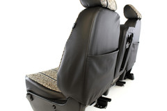 Rear view of Saddle Blanket Seat Covers with storage pockets and console/cupholder openings for everyday use.