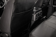 Rear view of Pro-Tect Vinyl Seat Covers showing built-in storage pockets and clean custom-fit finish on truck seats.