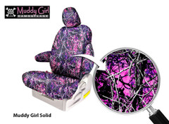 Muddy Girl Solid Moon Shine Camo Seat Cover with bold pink and purple branch pattern.