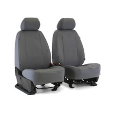 Atomic Pro-Tect Seat Covers shown on front bucket seats in charcoal, durable water-resistant material with a tailored fit.