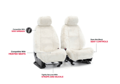 Infographic showing Tailor-Made Fleece Seat Covers features