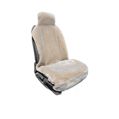 Fleece Universal Seat Cover in Sandstone, plush faux sheepskin texture for front bucket seats, providing premium comfort.
