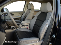 Exotic Seat Covers (Medium Gray Sof-Touch w/ Black Ostrich Inserts) shown on front bucket seats with a clean custom fit.