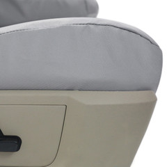 Close-up of Ballistic Seat Covers showing the durable heavy-duty fabric texture and precision custom-fit around seat base.