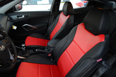 Luxury Line Carbon Fiber Seat Covers in red and black, custom-fit front seats with premium carbon fiber texture.